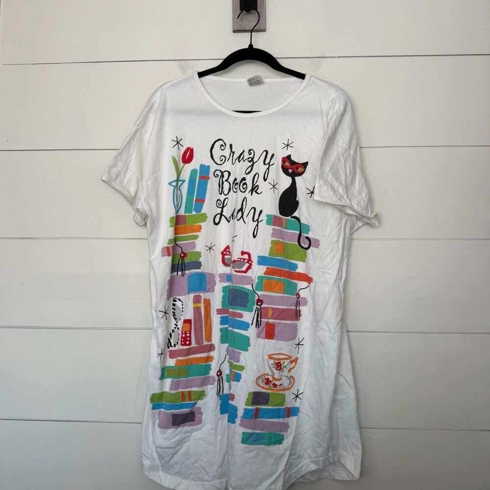 Relevant Products Women’s One Size Crazy Book Lady Cat Lady Pajama Gown